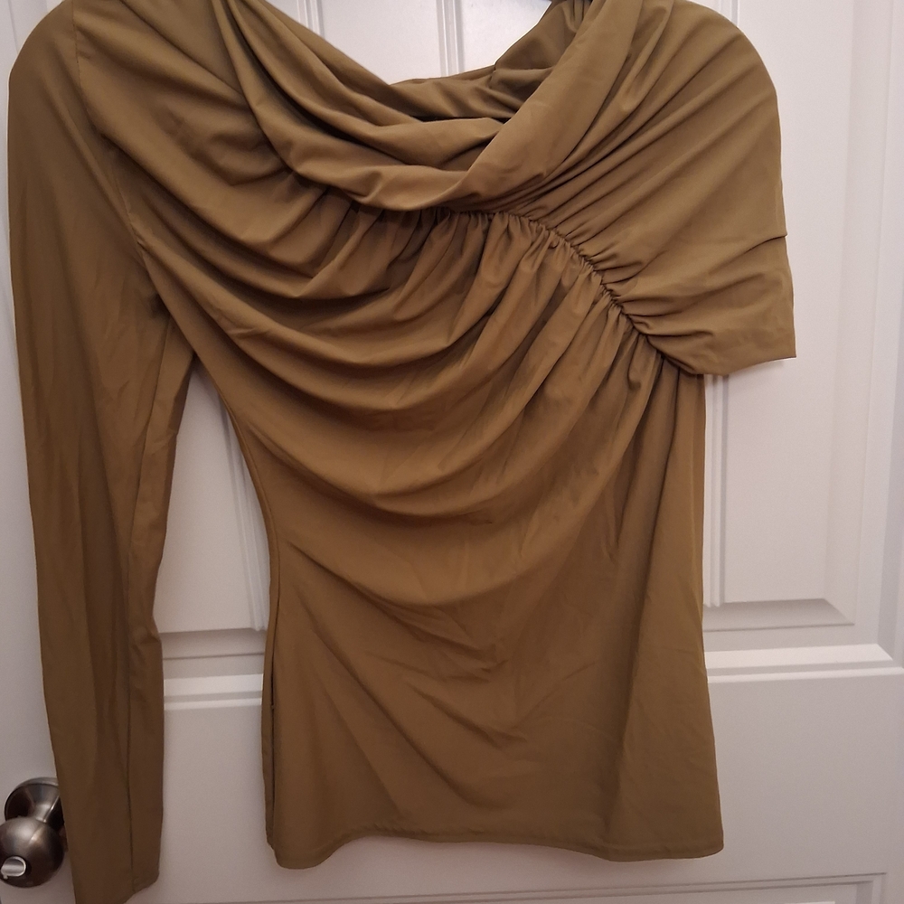 Chic Tan Women's Draped Blouse